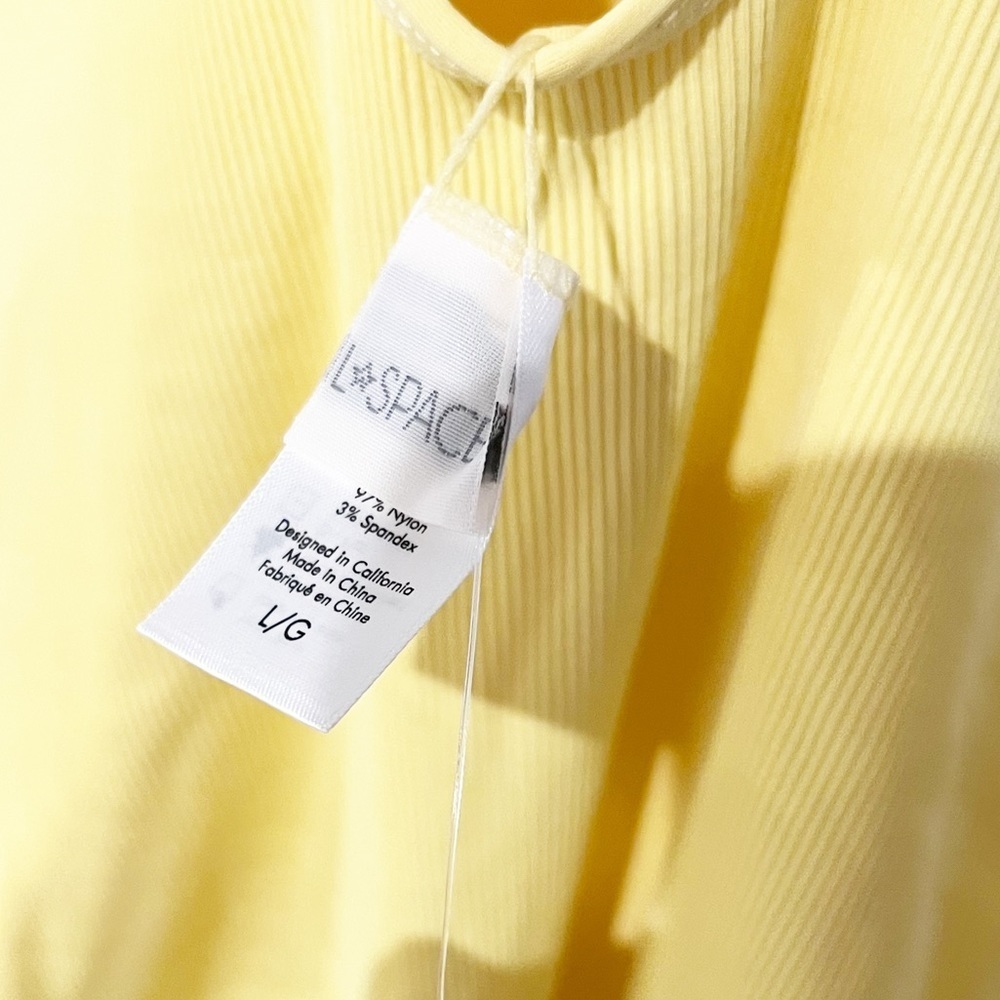 LSPACE Float On Henley Yellow One Piece Button Ribbed Swimsuit size Large - Picture 6 of 6